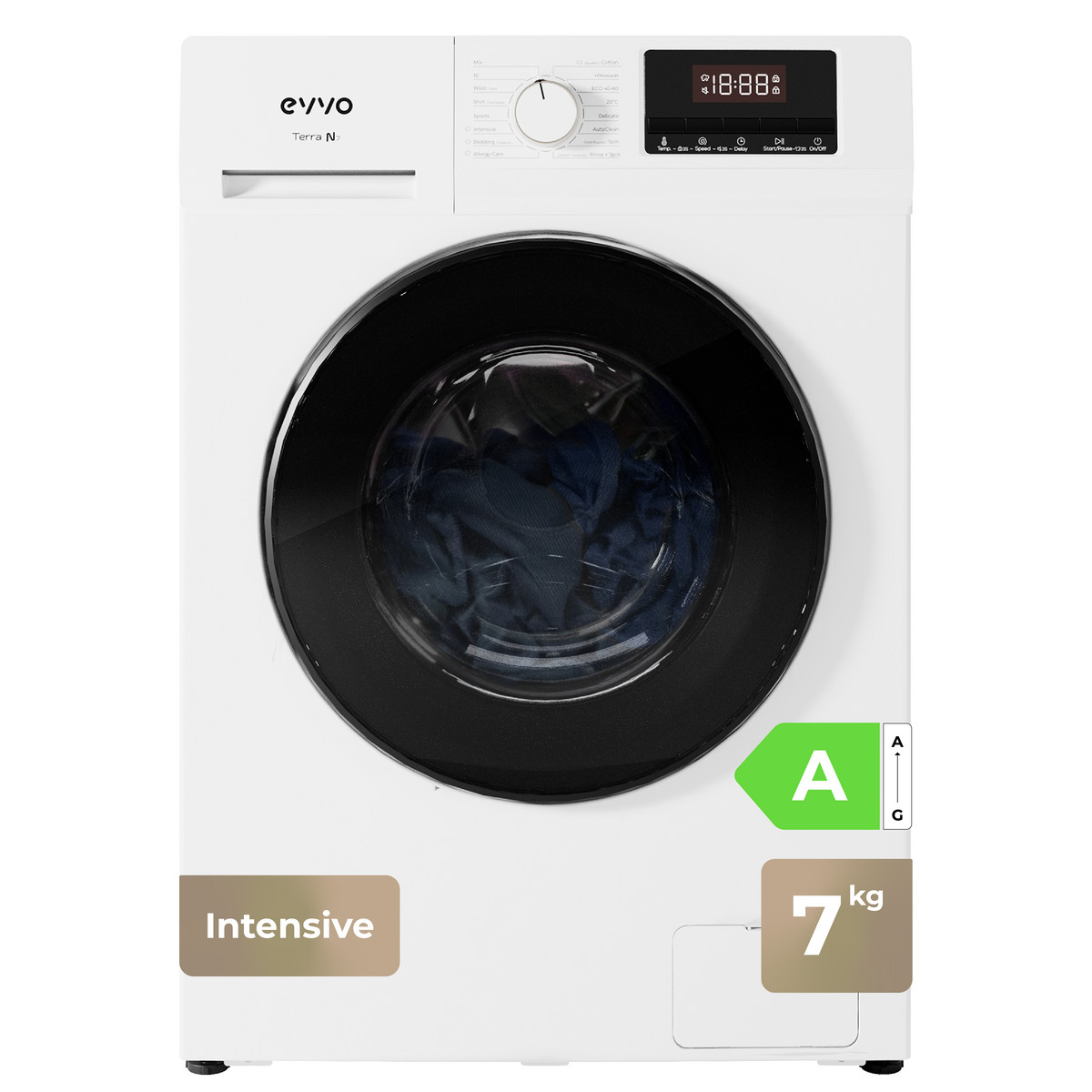 157642967_1 EVVO Lavadora carga frontal - EVVO Terra N7, 7 kg, 1400 rpm, 16 programas, Blanco - Imagen 1