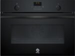 Balay Horno compacto - Balay 3CB5159N3, Serie cristal, Multifunción, Aquálisis, 47 l, Aire caliente 3D Profesional, Turbo grill, 60 cm, Negro