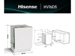 Hisense Lavavajillas integrable - Hisense HV16D5, 16 servicios, 6 programas, 59.8 cm, Cestas flexibles, Tres programas, Sin Panelar - Imagen 2
