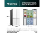 Hisense Frigorífico americano - Hisense RQ5P470SETE, Total No Frost, 178.5 cm, 483 l, WiFi, Inverter, Cristal Blanco - Imagen 3