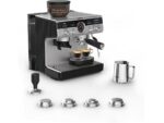Krups Cafetera express - Krups Precision XP801T, Molinillo integrado, 30 ajustes de molienda, 15 bares, 1500 W, 3.5 L, Thermoblock, 2 tazas, Inox