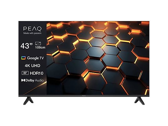 1597540_1 PEAQ TV LED 43" - PEAQ PTV 43GU-5025T, UHD 4K, Google TV, Smart TV, DVB-T2 (H.265), HDR10, Dolby Audio, Negro - Imagen 1