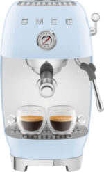 SMEG Cafetera espresso - SMEG ECF03PBEU, 15 bar, 1650 W, Azul pastel