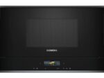 Siemens Microondas integrable - Siemens BF722R1B1, SerieIQ700, 1220 W, 5 niveles, Limpieza humidClean, Función cookControl, 21 l, Negro