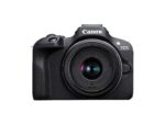Canon Cámara EVIL - Canon EOS R100 + Objetivo RF-S 18-45mm + SD de 64GB, 24.1 megapíxel, 7.5 cm, Wi-Fi, Negro