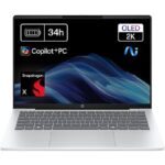 HP Portátil - HP OmniBook 5 NGAI 14-he0000ns Copilot+ PC, 14" 2K, Snapdragon X1-26-100 45 TOPS, 16GB RAM, 512GB SSD, Gráficos Adreno™, W11 Home, Plata
