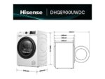 Hisense Secadora bomba de calor - Hisense DHQE900UWDC, 9 kg, 16 programas, Anti arrugas, Secado automático, Blanco - Imagen 3
