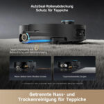 DREAME Robot aspirador - DREAME Aqua 10 Ultra Roller Complete, 75 W, Potencia de succión 30 kPa, Depósito 220 ml, Autonomía 1 min, Negro - Imagen 8