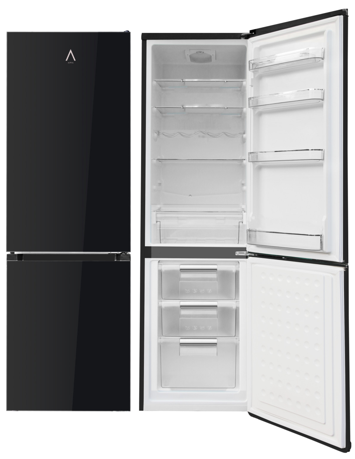 160797917_1 ALPHA Frigorífico combi - ALPHA Pegasus Elite Pro-55, Altura 182 cm, Capacidad 250 l, Negro - Imagen 1