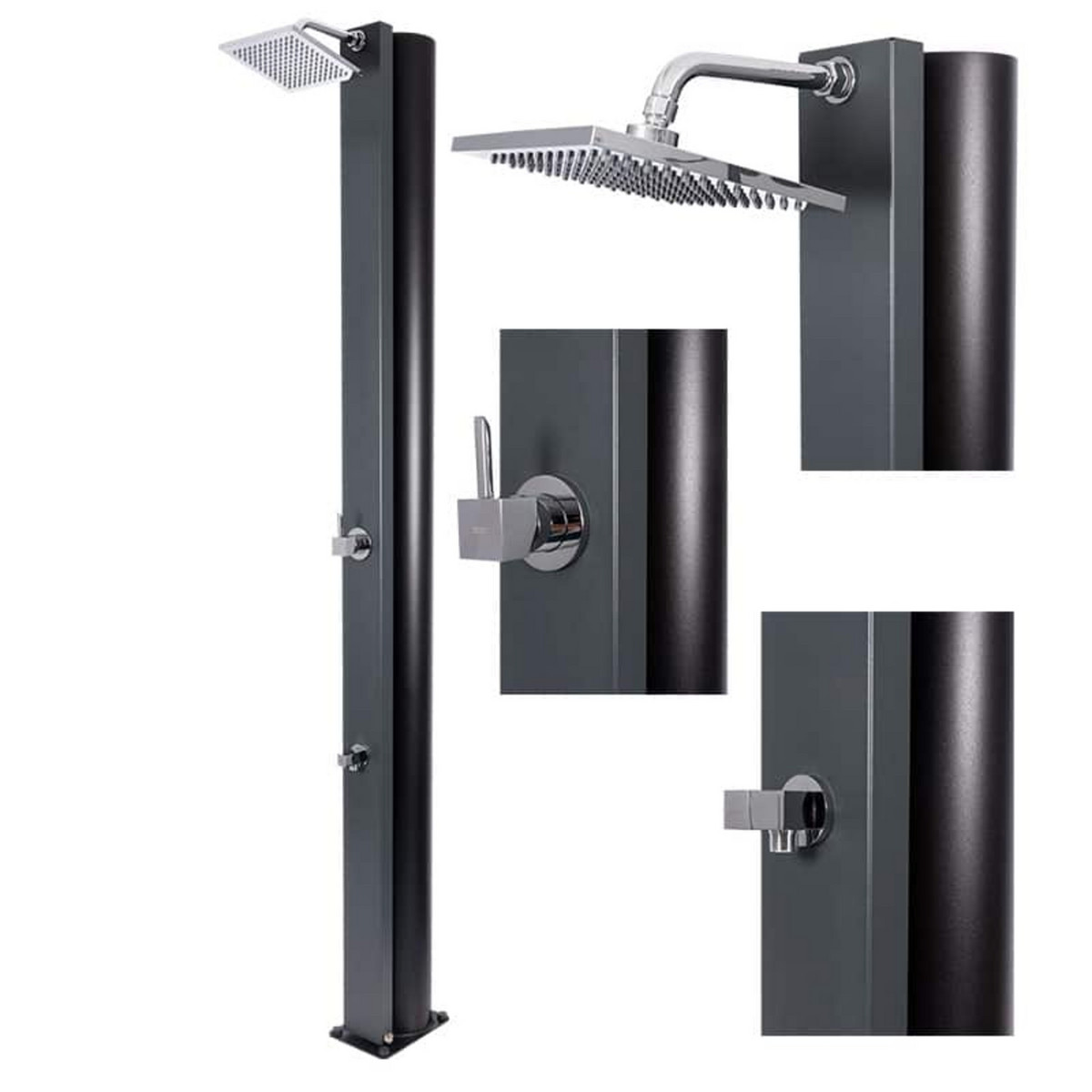 161575224_1 CRM Ducha solar de piscina - CRM Square 40L con Lavapies Gris Antracita - Imagen 1
