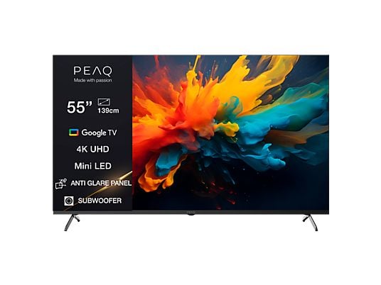 1618196_1 PEAQ TV Mini LED 55" - PEAQ PTV 55GMU-5026C AG, UHD 4K, Smart TV, Google TV, HDR10, Negro - Imagen 1