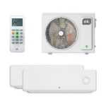 ok Aire acondicionado Split 2 x 1 - ok. OAC 140226 ES SET, 3500 fg/h, Inverter, Temporizador 24h, Auto-Limpieza, Blanco