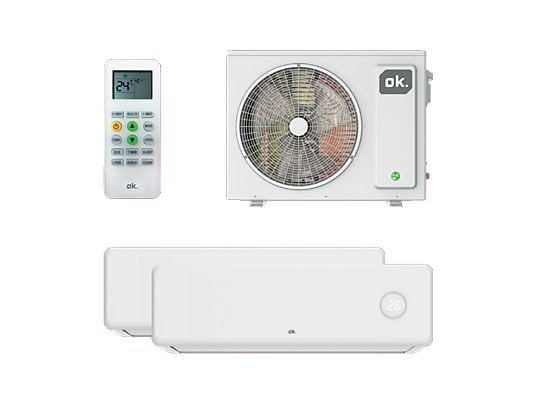 1619316_1 ok Aire acondicionado Split 2 x 1 - ok. OAC 140226 ES SET, 3500 fg/h, Inverter, Temporizador 24h, Auto-Limpieza, Blanco - Imagen 1