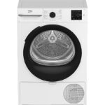Beko Secadora bomba de calor - Beko BM3T39220WB, 9 kg, 15 Programas, Pantalla digital, OptiSense, Filtro Fusión, AquaWave, Blanco