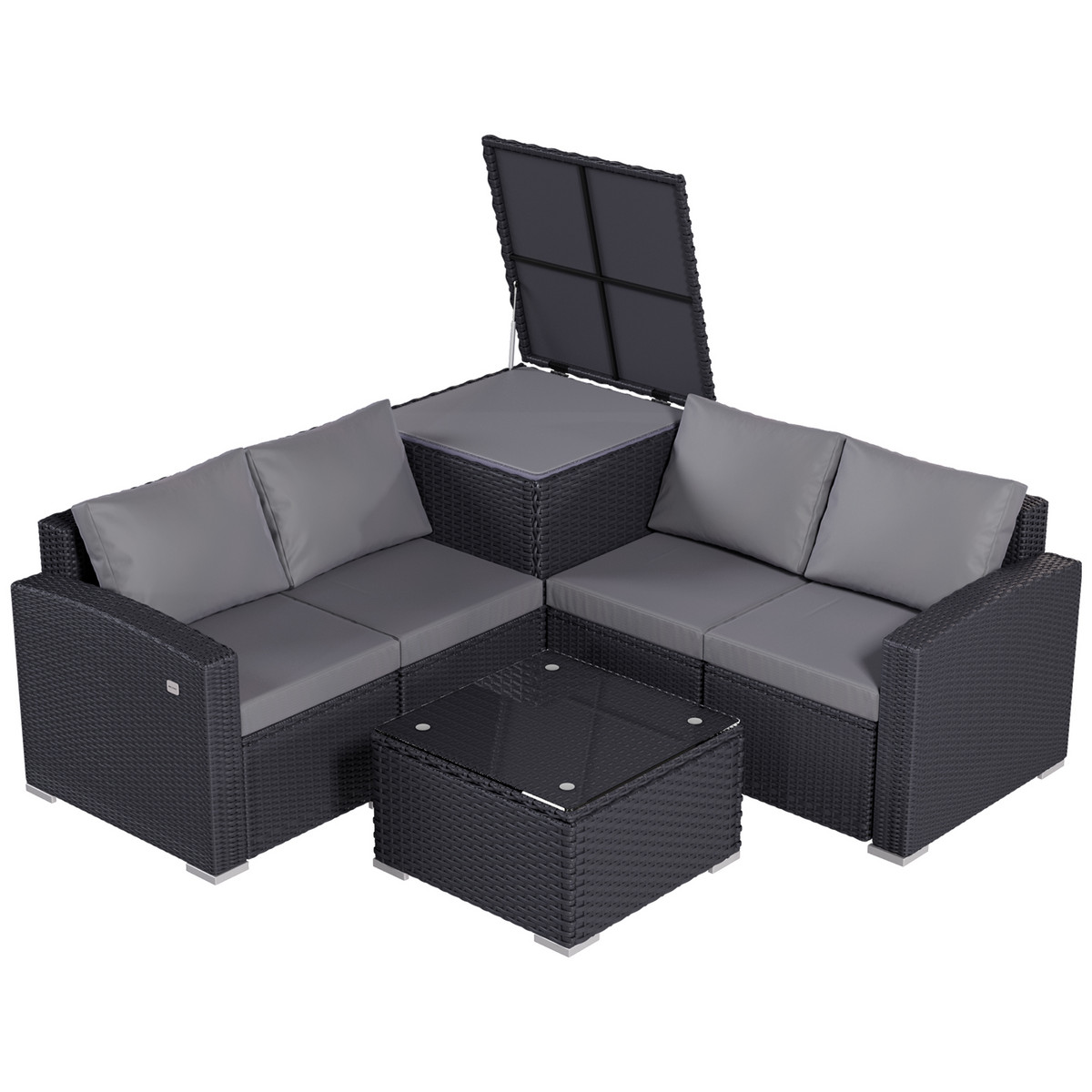 162459322_1 HOMAVO Conjunto de jardín - HOMAVO SF01 Exterior para 4 Personas, con Caja Almacenamiento & Funda, Negro - Imagen 1