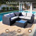 HOMAVO Conjunto de jardín - HOMAVO SF01 Exterior para 4 Personas, con Caja Almacenamiento & Funda, Negro - Imagen 2
