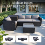 HOMAVO Conjunto de jardín - HOMAVO SF01 Exterior para 4 Personas, con Caja Almacenamiento & Funda, Negro - Imagen 3