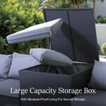 HOMAVO Conjunto de jardín - HOMAVO SF01 Exterior para 4 Personas, con Caja Almacenamiento & Funda, Negro - Imagen 6