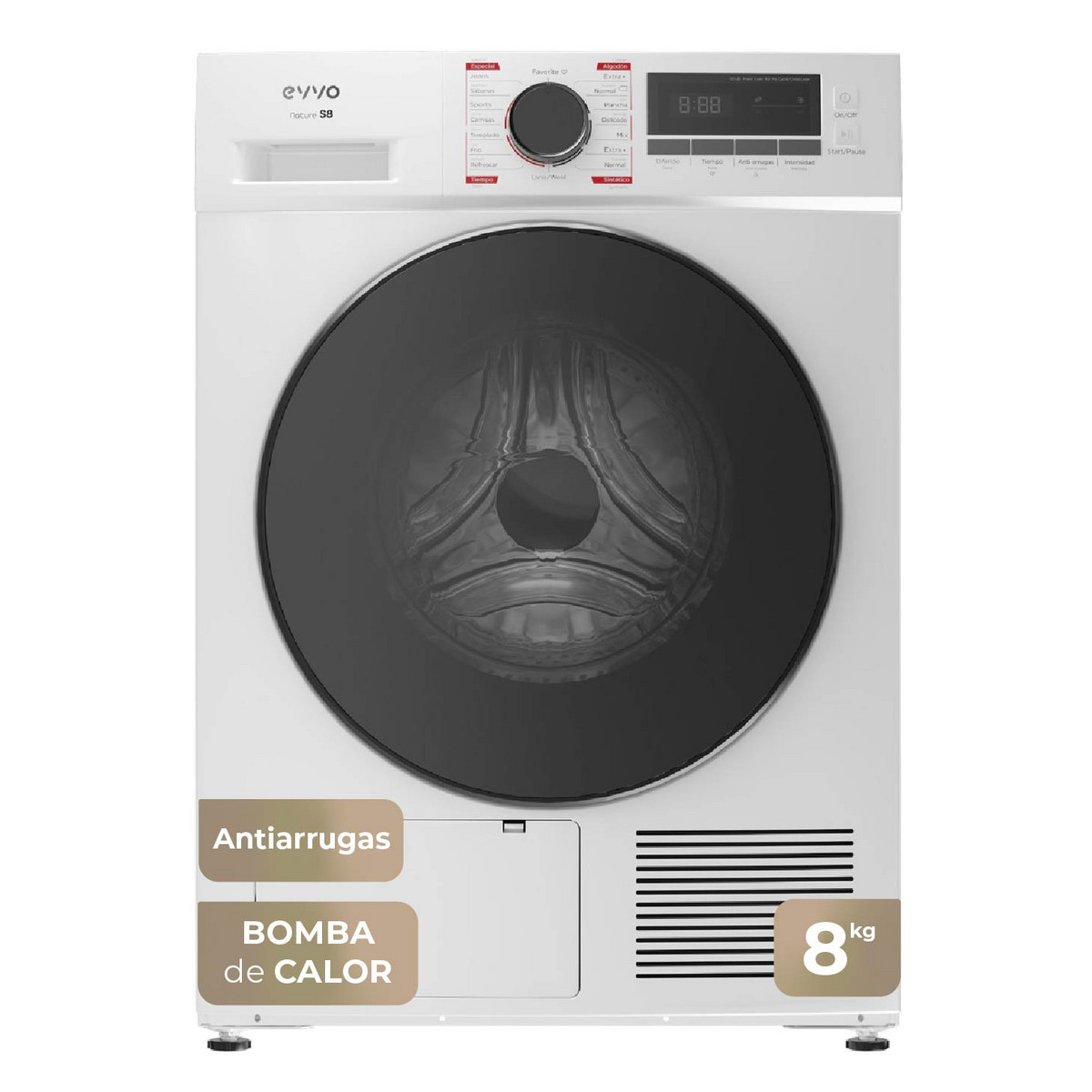 162472261_1 EVVO Secadora bomba de calor - EVVO S8 D, 8 kg, 16 programas, Blanco - Imagen 1