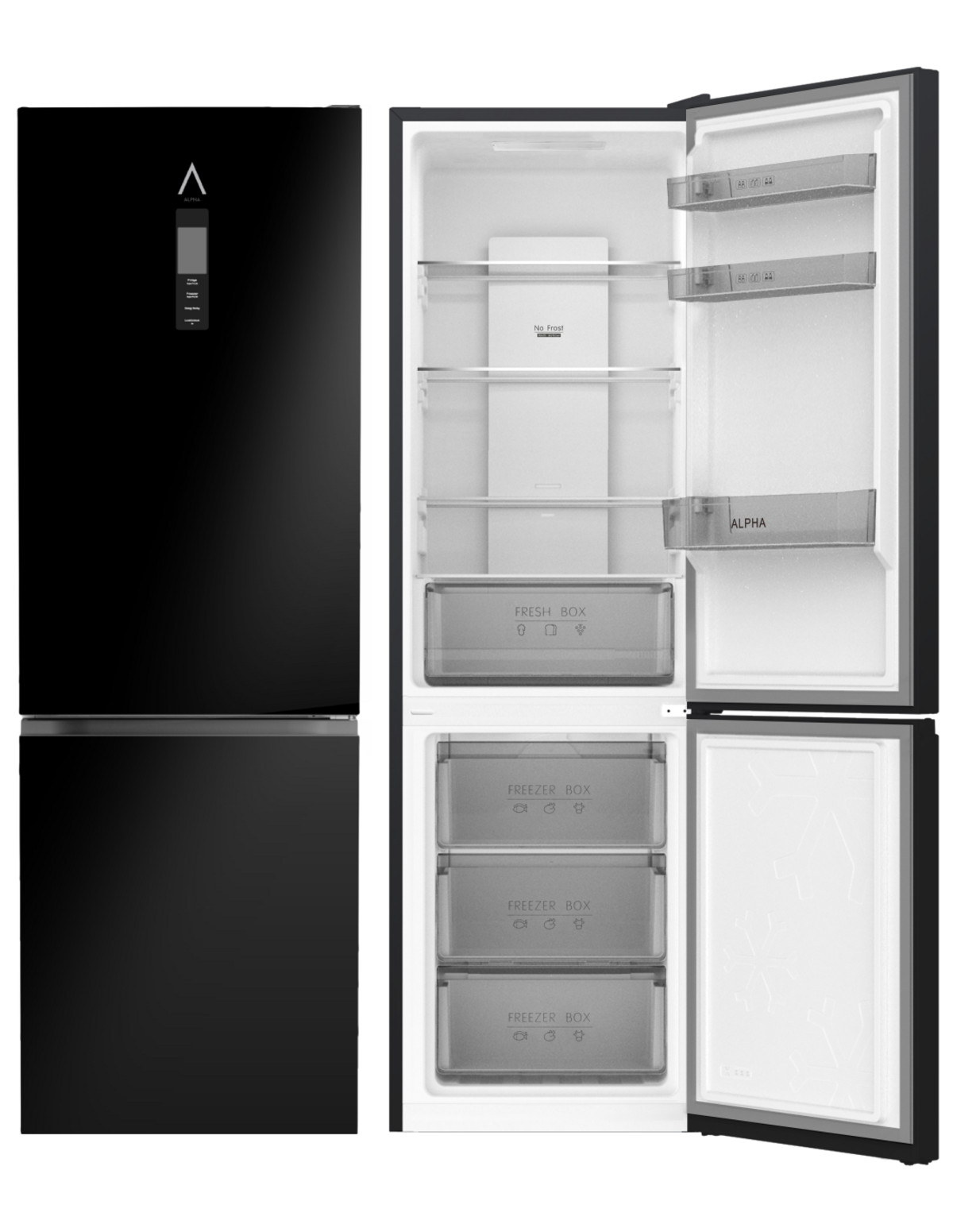 162675177_1 ALPHA Frigorífico combi - ALPHA Pegasus Elite-185, No Frost con Multi Airflow, AAT Fresh Technology, Altura 185 cm, Negro - Imagen 1