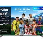 TV Mini-LED 100" - Haier S90 Series H100S90FUX, 4K, Google TV, Dolby Atmos, Sonido KEF, Gaming 144Hz, Negro