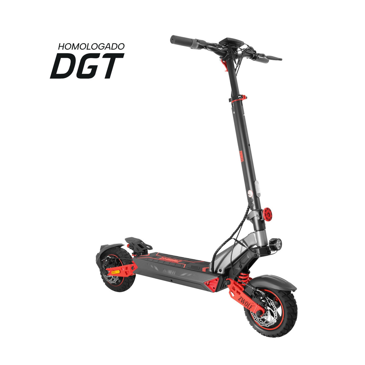 165874201_1 ZWHEEL Patinete eléctrico - ZWHEEL ZWolf, Pot. máx. 1000 W, Carga máx. 120 kg, 50 km autonomía, 15000 mAh, Combinación gris/rojo - Imagen 1
