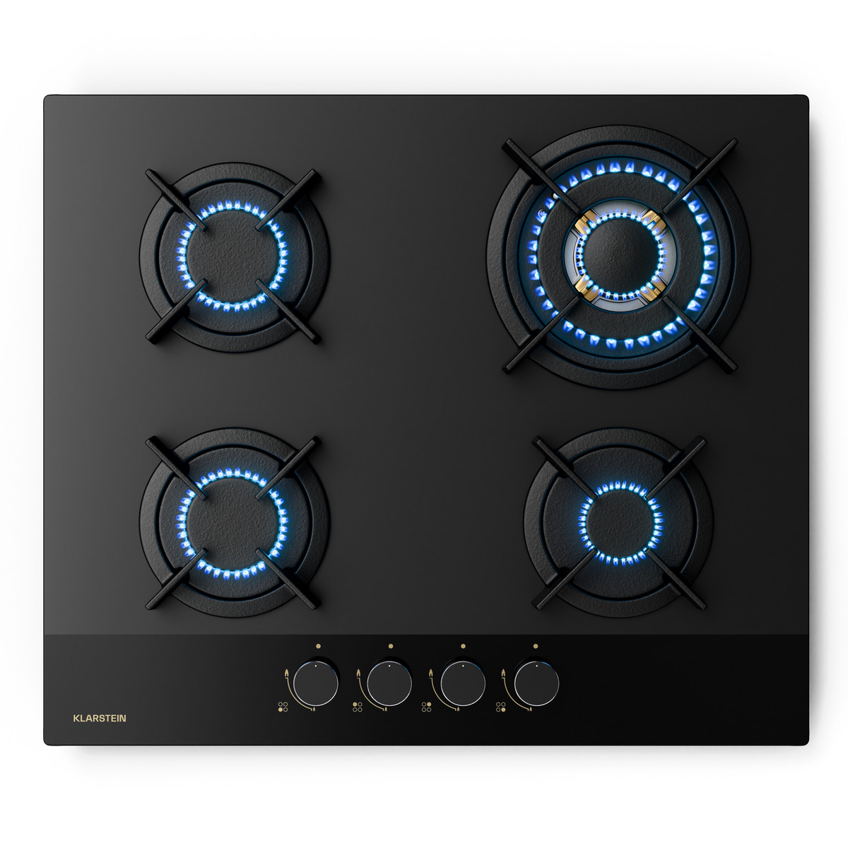 166115518_1 KLARSTEIN Placa de gas - KLARSTEIN Goldflame Nano Matte, 4 zonas, 60 cm, Negro - Imagen 1
