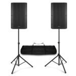 Conjunto Altavoz de gran potencia - Conjunto de altavoces Conjunto de altavoces activos de 12 pulgadas con soportes Bluetooth 800 W VONYX, Black