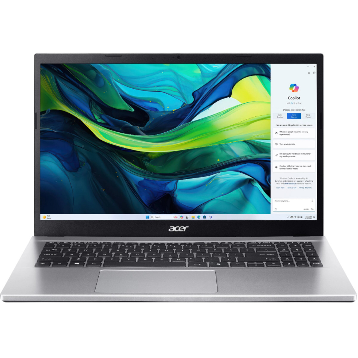 167031532_1 ACER Portátil - ACER Aspire Go 15 AG15-42P, 15,6 " Full-HD, AMD Ryzen 5 7430U, 8 GB RAM, 512 GB SSD, Radeon™ Onboard Graphics, Windows 11 Home, Plata - Imagen 1
