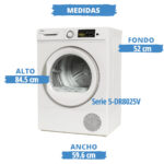 Secadora bomba de calor - SAUBER SERIE 5-DR8025V, Bomba de calor con refrigerante R290, 8 kg, 15 programas, Blanco - Imagen 7