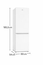 VOK Frigorífico combi - VOK EVR-313NEW, Ancho reducido(54cm), Bisagras ocultas, No Frost, Altura 185,5 cm, Capacidad 313 l, Blanco - Imagen 2