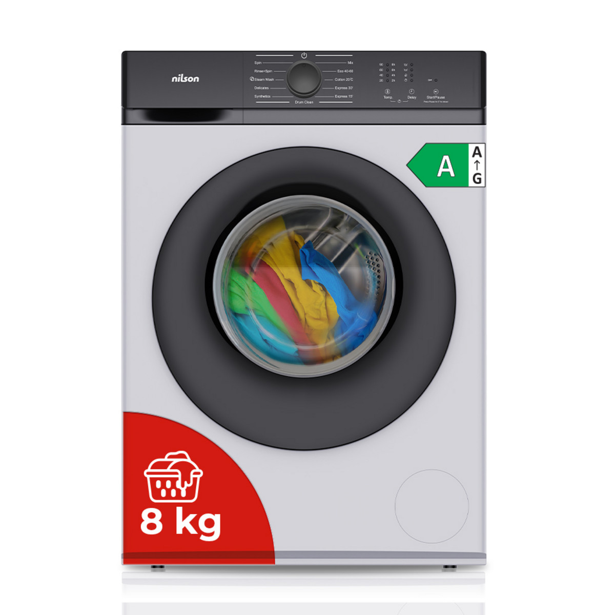 167939473_1 NILSON Lavadora carga frontal - NILSON NL8200AI, 8 kg, 11 programas, Blanco - Imagen 1