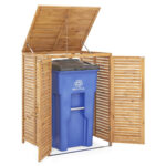 NORTHIO Contenedor de basura para exteriores - NORTHIO 36270, Marrón