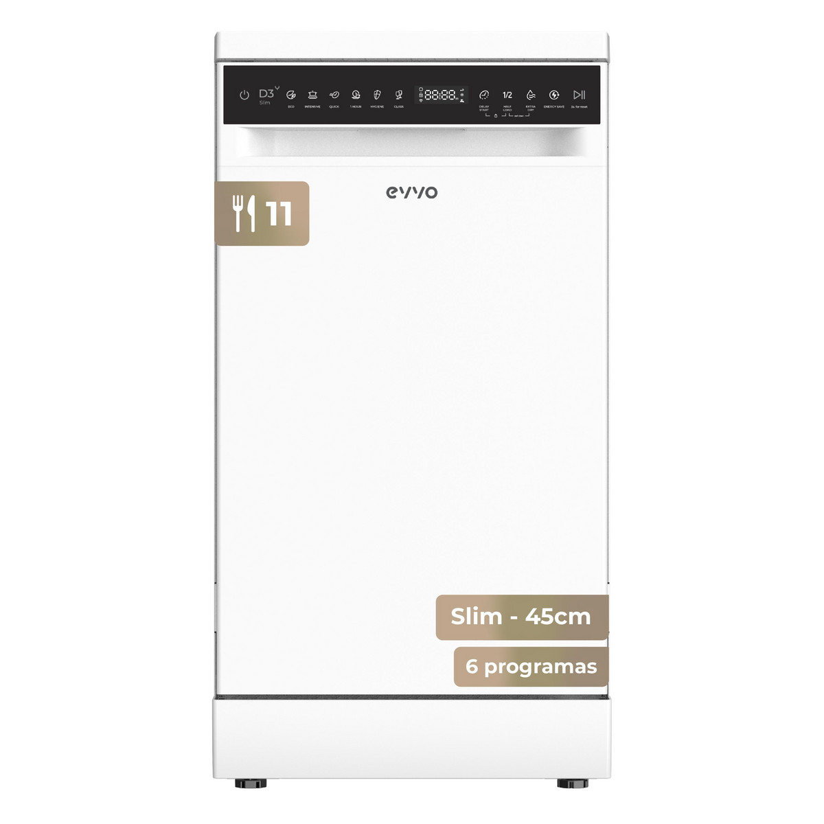 170378172_1 EVVO Lavavajillas libre instalación 45 cm - EVVO D3Y Slim, 6 programas, 450 mm, Inox - Imagen 1