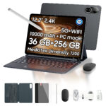 USB PD BLACKVIEW MEGA 12, 256 GB, Gris, 12,2 " Full-HD+, 12 GB RAM, MT6886（Dimensity 7200）, Tablet Android