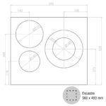 PANDO Placa de inducción - PANDO ONE IND-60, 3 zonas, 590 mm, Cristal Negro - Imagen 4