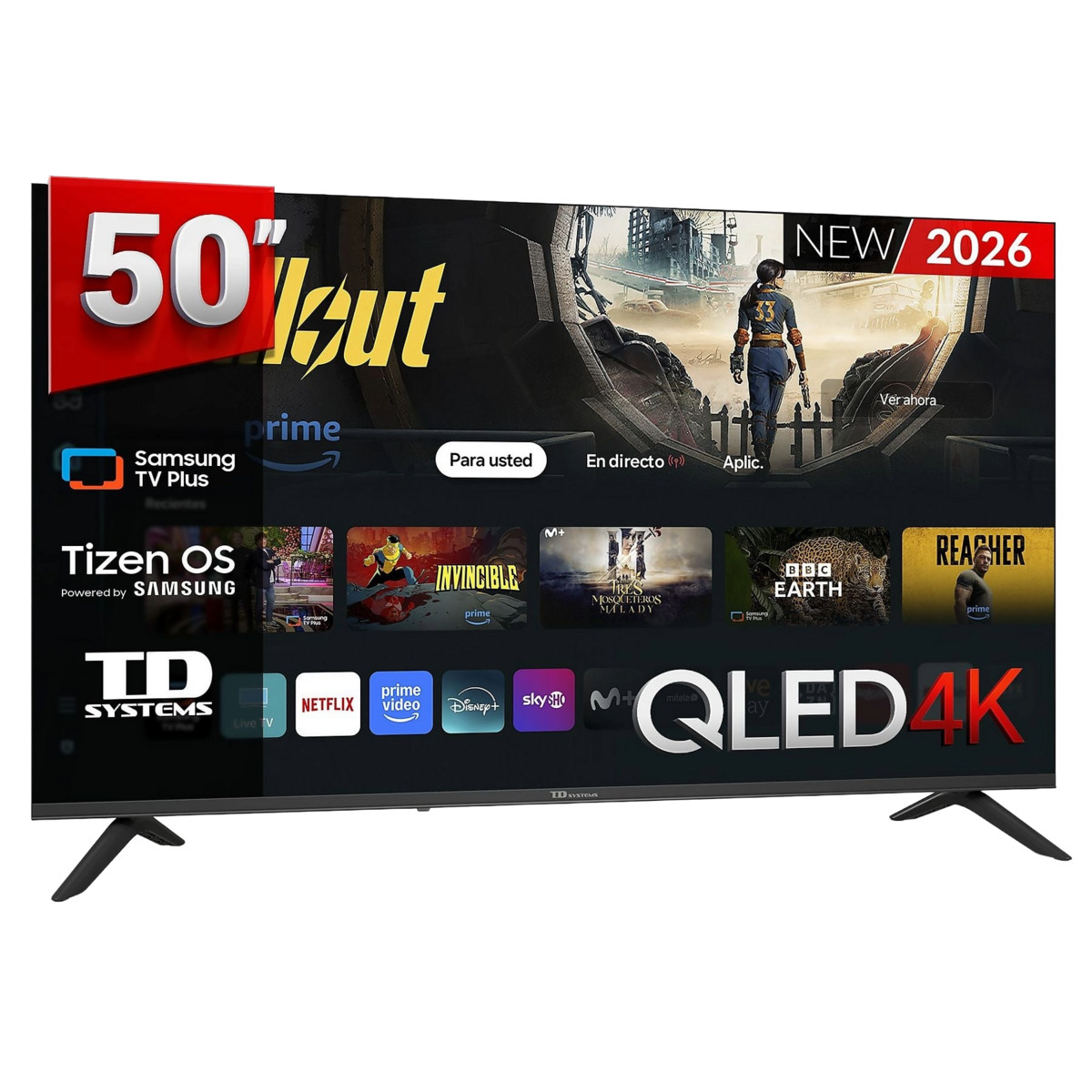171844833_1 TD TV QLED 50" - TD SYSTEMS M50QC22TIZEN Tizen 8.0 by Samsung, UHD 4K, Arm Cortex A53x4, Smart TV, DVB-T2 (H.265), Negro - Imagen 1