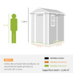 OUTSUNNY Caseta de Jardín - OUTSUNNY 84H-157V00GY, 131 cm x 186 cm x 198 cm, PP, Aluminio, Gris - Imagen 3
