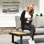OUTSUNNY Conjunto de Jardín - OUTSUNNY 84G-586V01LG, 68 cm x 160 cm x 64 cm, Aluminio, Tela de Fibra, Gris Claro - Imagen 4