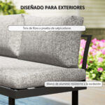 OUTSUNNY Conjunto de Jardín - OUTSUNNY 84G-586V01LG, 68 cm x 160 cm x 64 cm, Aluminio, Tela de Fibra, Gris Claro - Imagen 8