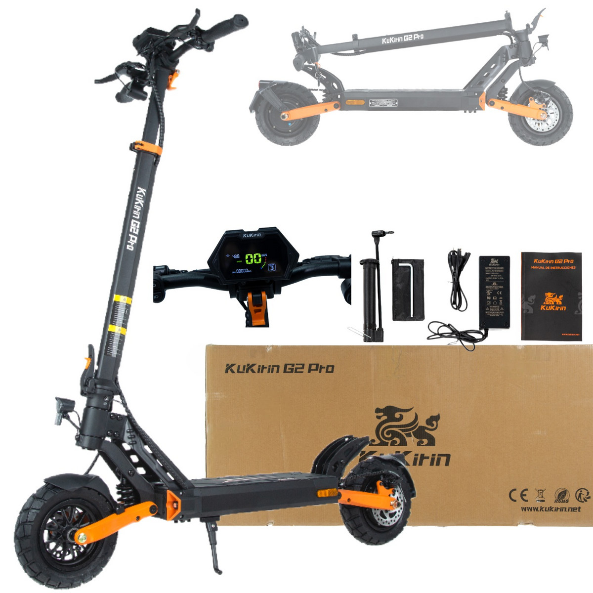 174083694_1 KUKIRIN Patinete eléctrico - KUKIRIN G2 Pro VMP, Pot. máx. 48 V, Carga máx. 120 kg, 15600 mAh, Negro - Imagen 1