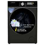 JOCEL Lavadora carga frontal - JOCEL JLR015006, 12 kg, 1400 rpm, 16 programas, Look Inox Negra