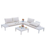 MIROYTENGO Conjunto de jardín - MIROYTENGO Conjunto exterior jardín alcocebre blanco: 2 sofás, 2 (con cojines), Blanco