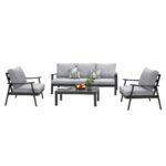 MIROYTENGO Conjunto de jardín - MIROYTENGO Exterior jardín terraza oropesa 4 pz estilo contemporáneo, Gris