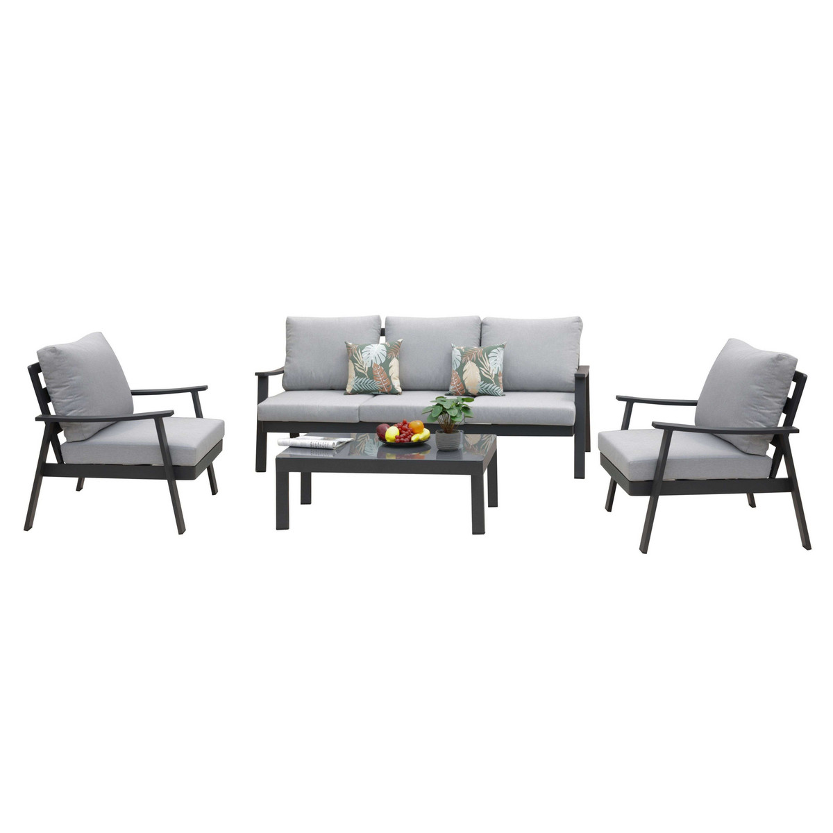 174679548_1 MIROYTENGO Conjunto de jardín - MIROYTENGO Exterior jardín terraza oropesa 4 pz estilo contemporáneo, Gris - Imagen 1