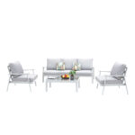 MIROYTENGO Conjunto de jardín - MIROYTENGO Set 4 piezas exterior jardín terraza benicasim, Blanco/ Gris