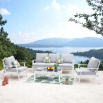 MIROYTENGO Conjunto de jardín - MIROYTENGO Set 4 piezas exterior jardín terraza benicasim, Blanco/ Gris - Imagen 5