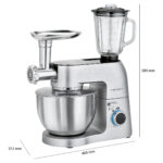 PROFICOOK Robot de cocina - PROFICOOK KM 1189, Robot Cocina Batidora Amasadora Repostería, 6,7 L, Picadora Carne, Embutidor, Batidora Vaso, 1500 W, 6, - Imagen 6