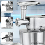 PROFICOOK Robot de cocina - PROFICOOK KM 1189, Robot Cocina Batidora Amasadora Repostería, 6,7 L, Picadora Carne, Embutidor, Batidora Vaso, 1500 W, 6, - Imagen 7