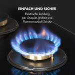 KLARSTEIN Placa de gas - KLARSTEIN Goldflame 4, 4 zonas, 60 cm, Negro - Imagen 5